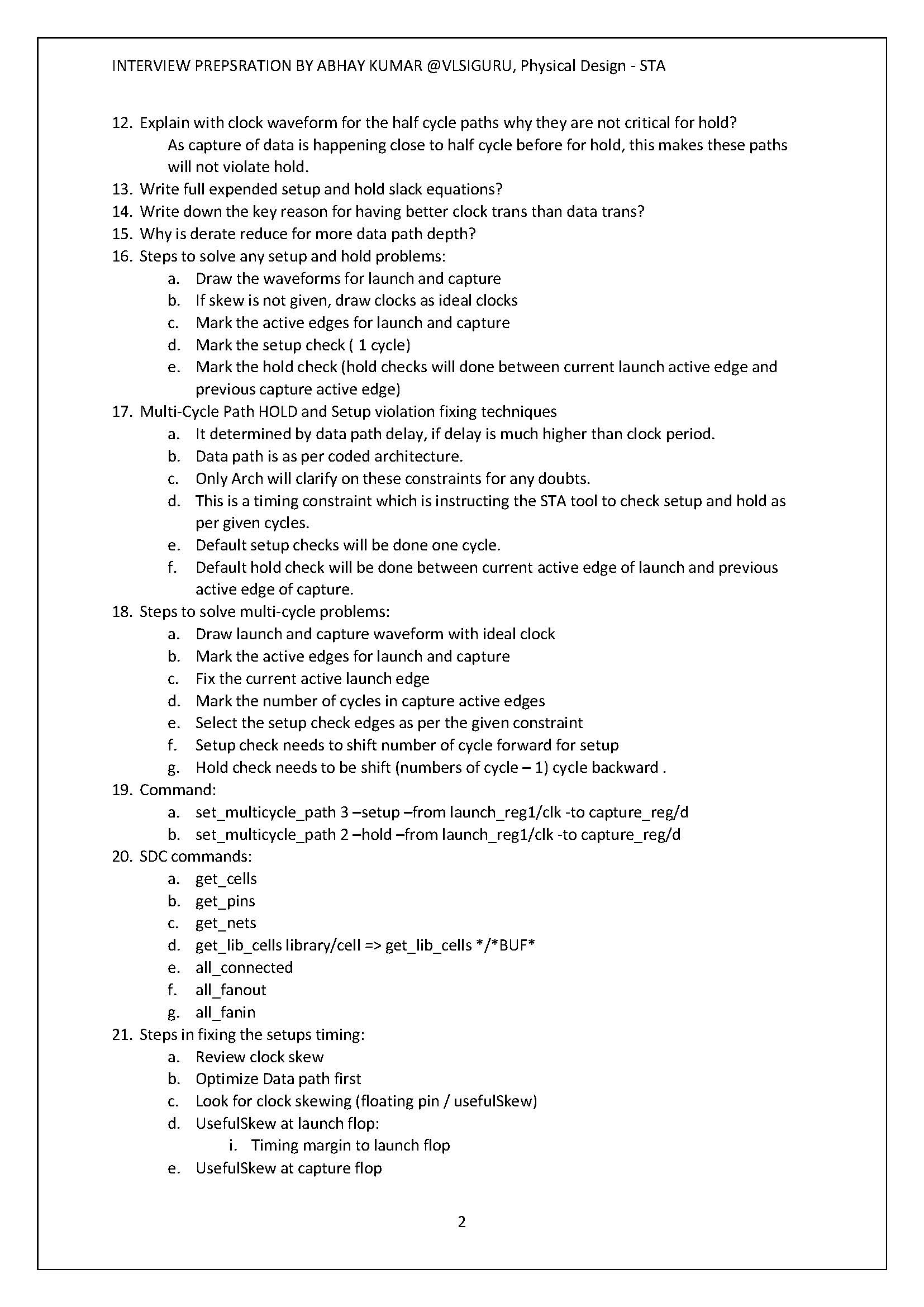 PD Interview preparation questions Vlsi